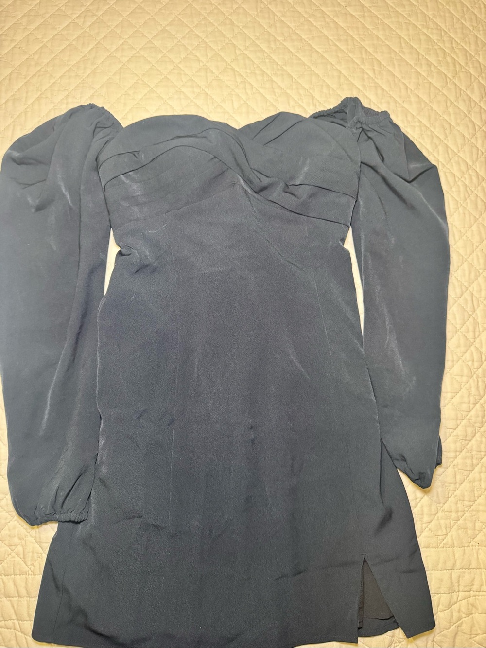 Abercrombie Black Off-Shoulder Long Sleeve Mini Dress